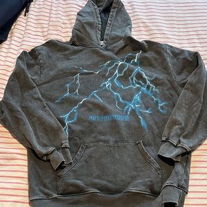 Aelfric Eden Charcoal Hoodie with Electric Blue Design